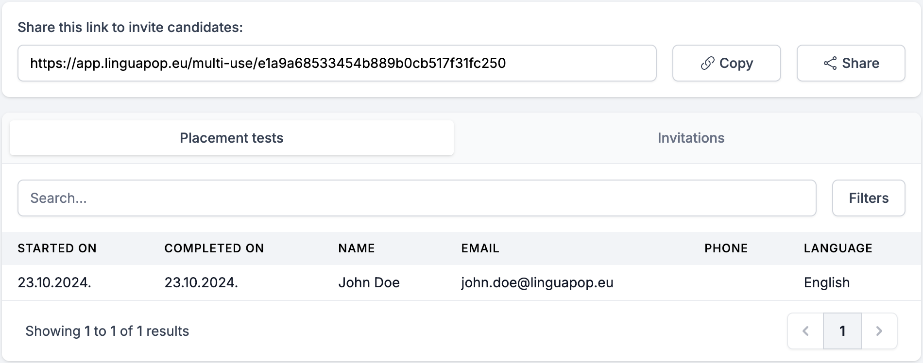 Panels for managing multi-use links